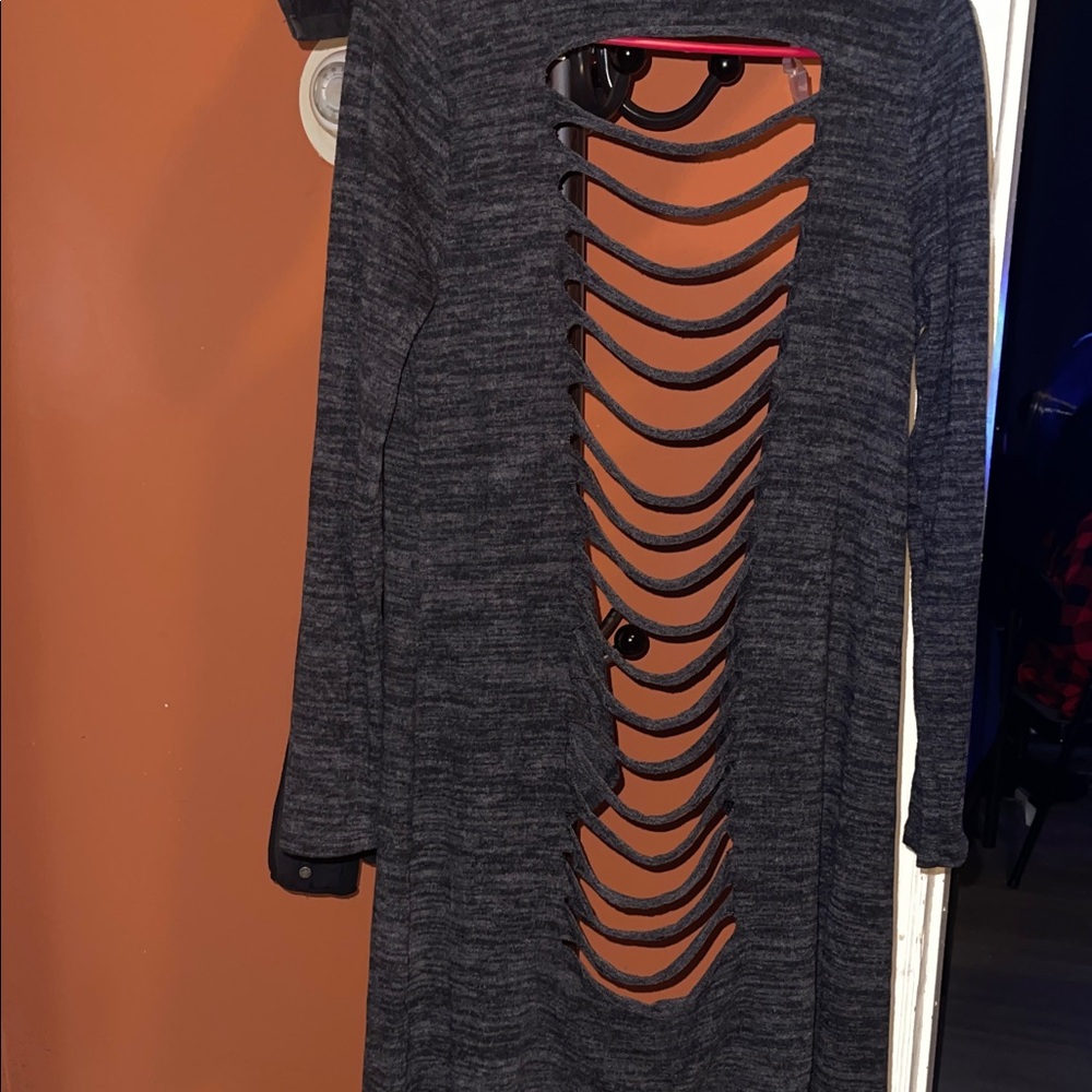 Charcoal Open-Back long Cardigan NWOT - Picture 2 of 5